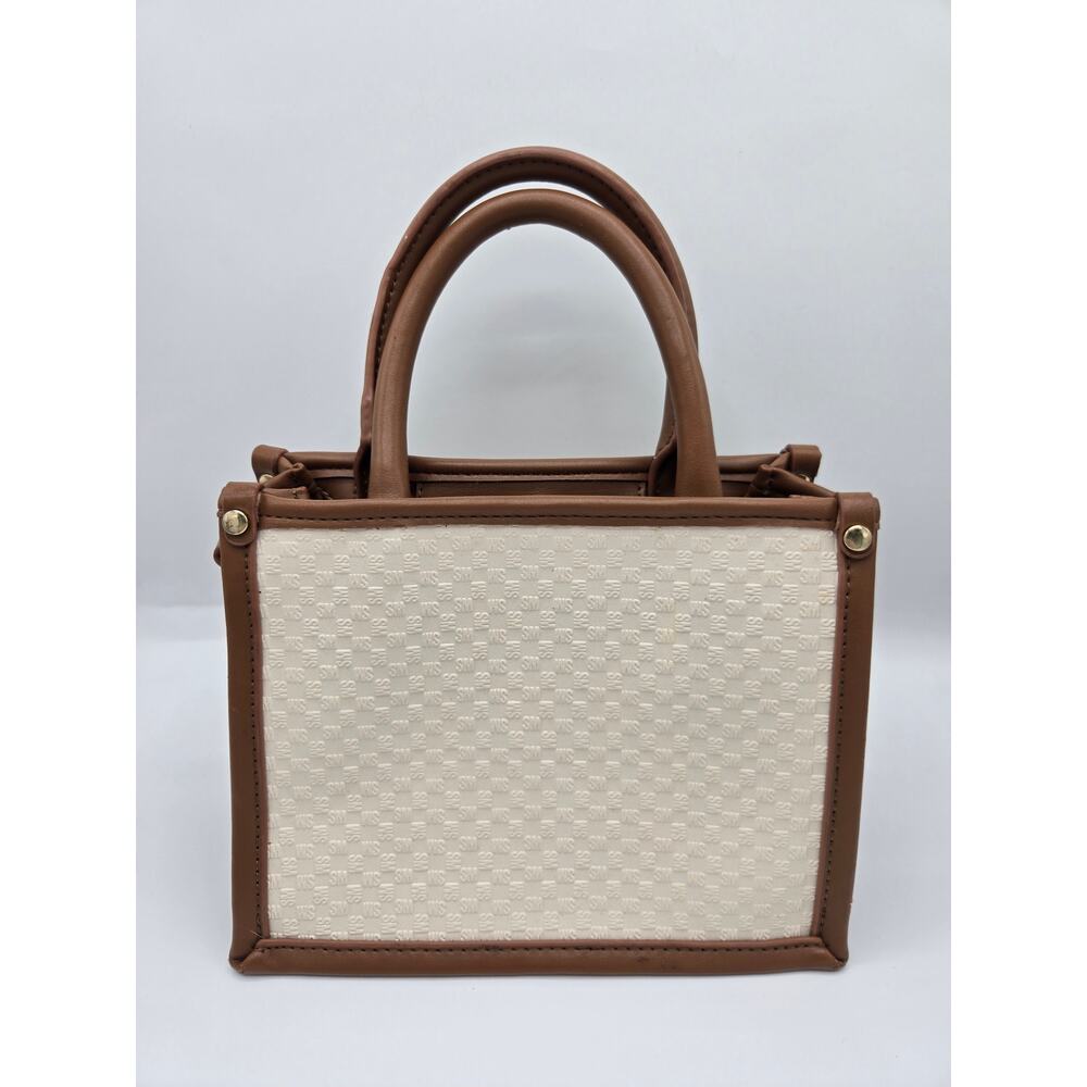 Steve Madden Crossbody Chain Bag Handbag Purse Satchel Cognac Cream Small - Picture 3 of 9